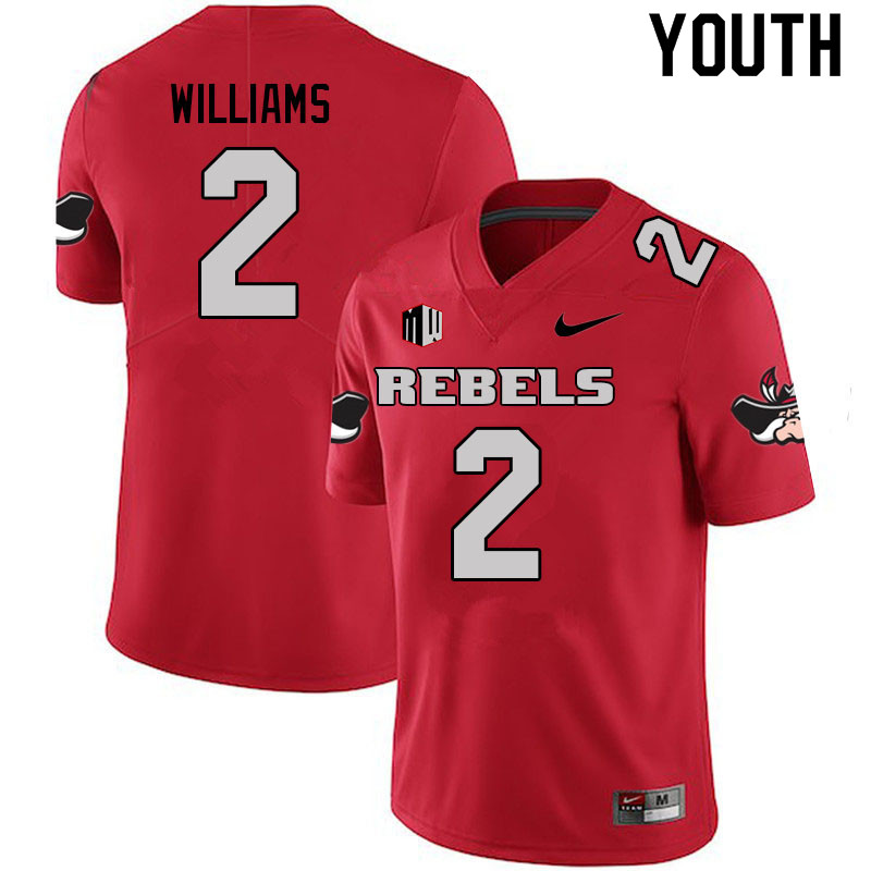 Youth #2 Nohl Williams UNLV Rebels College Football Jerseys Sale-Scarlet - Click Image to Close